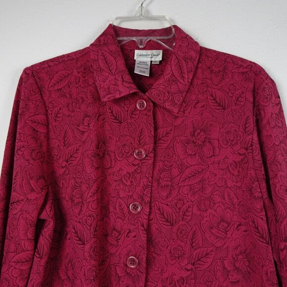 Coldwater Creek Button Up Top Women's Petite Size PL Pink Floral Textured - Picture 2 of 7